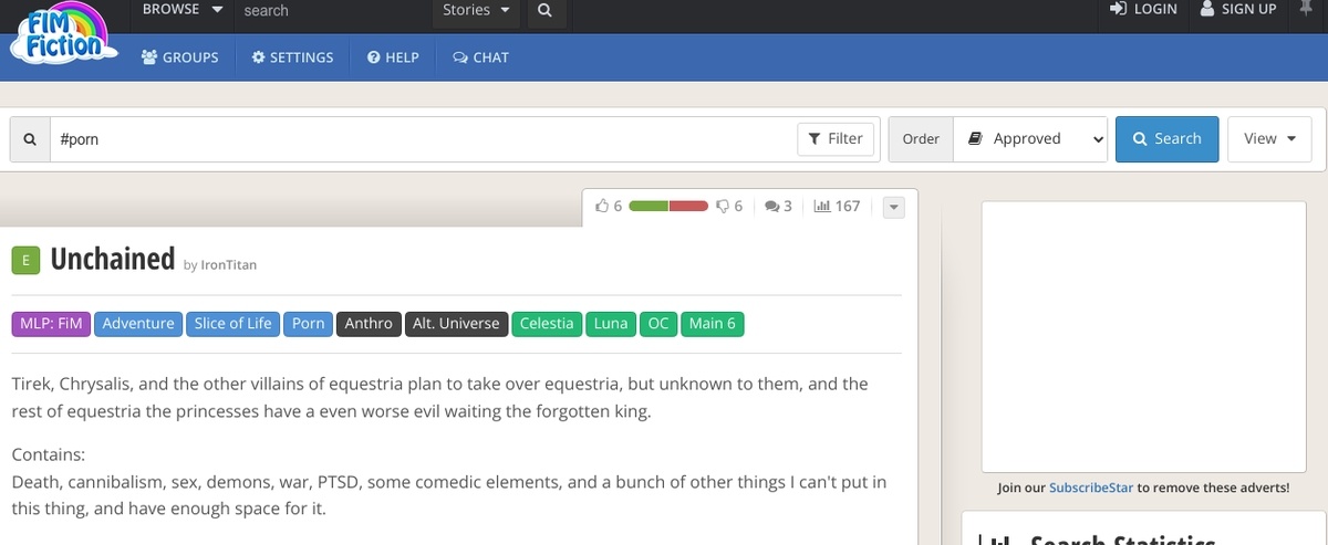 FimFiction, Sex Stories Sites