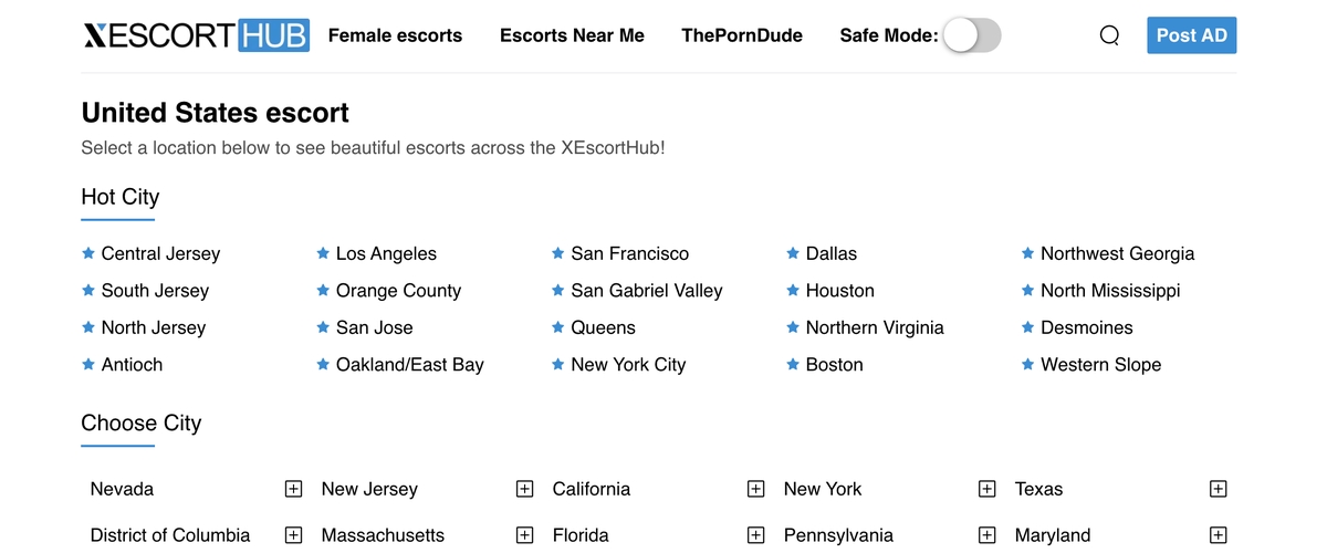 XEscortHub, Escort Sites