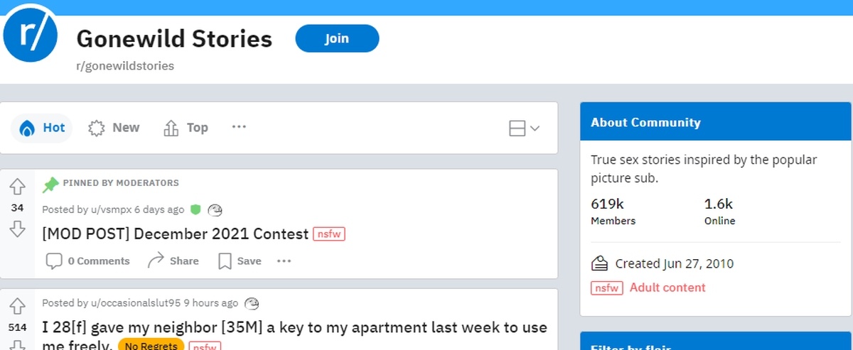 Reddit GoneWild Stories, Sex Stories Sites
