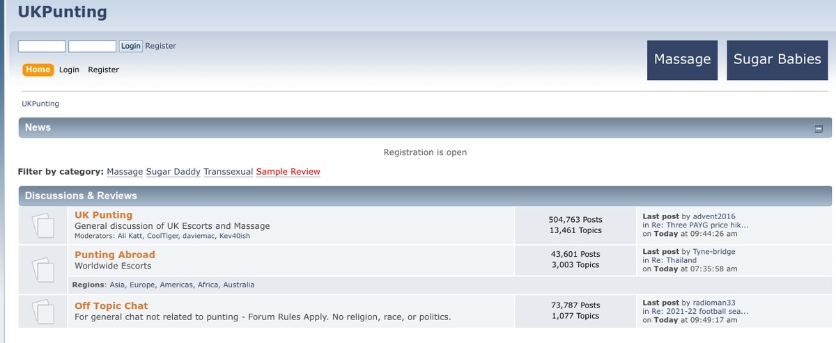 UKPunting, Escort Sites