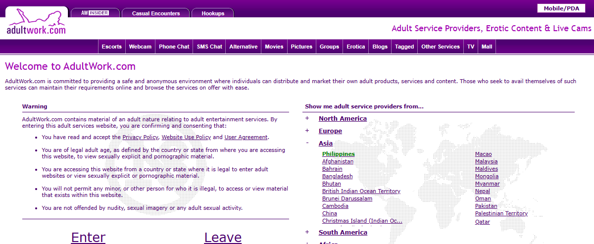 AdultWork, Escort Sites