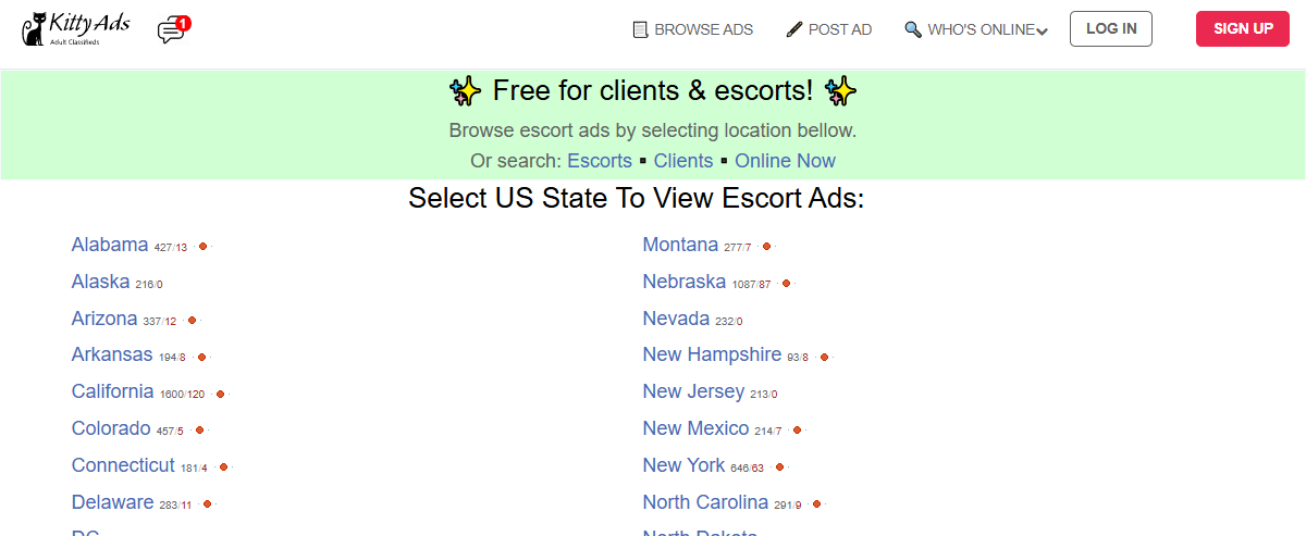 KittyAds, Escort Sites