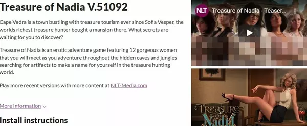 Treasure Of Nadia, Free Sex Games